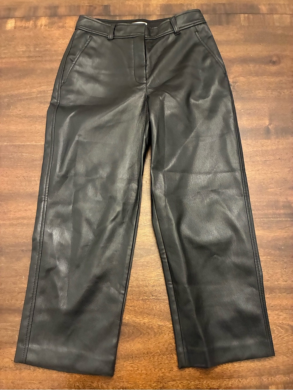 Aritzia Babaton Faux Leather Pants Women’s 2 Black Straight Wide Leg